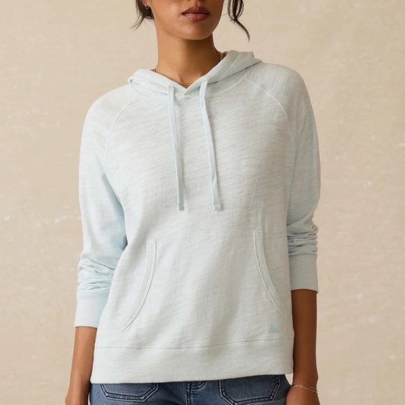 Faherty Sweaters - Faherty Sunwashed Midweight Organic Sky Ble Hoodie Size Small